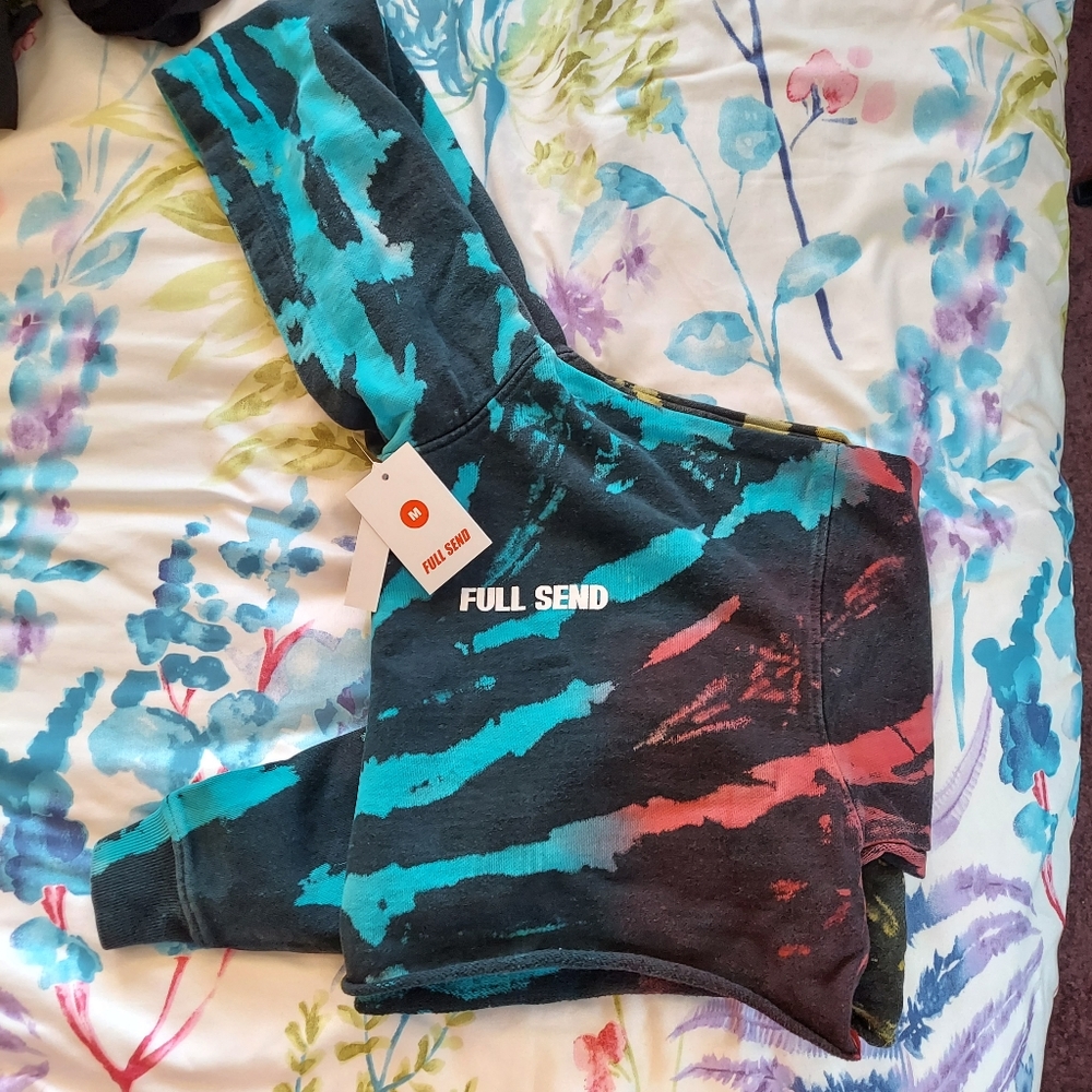 Full Send Nelk Boys Tie Dye Crop Top Hoodie